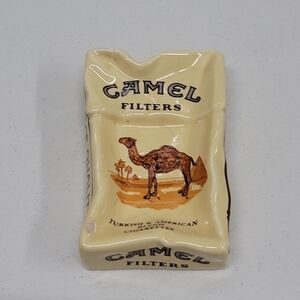 VTG Wrinkled Camel Filters Pack Ceramic Ashtray Cigarette Tobacco Advertising